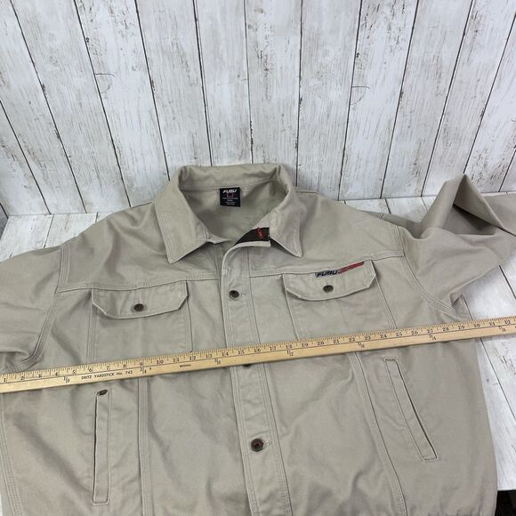 Vintage FUBU Jeans Jacket Men’s Sz XXL Khaki Denim Embroidered - Picture 11 of 13